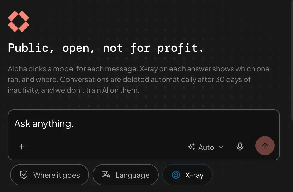 Screenshot of alpha text input