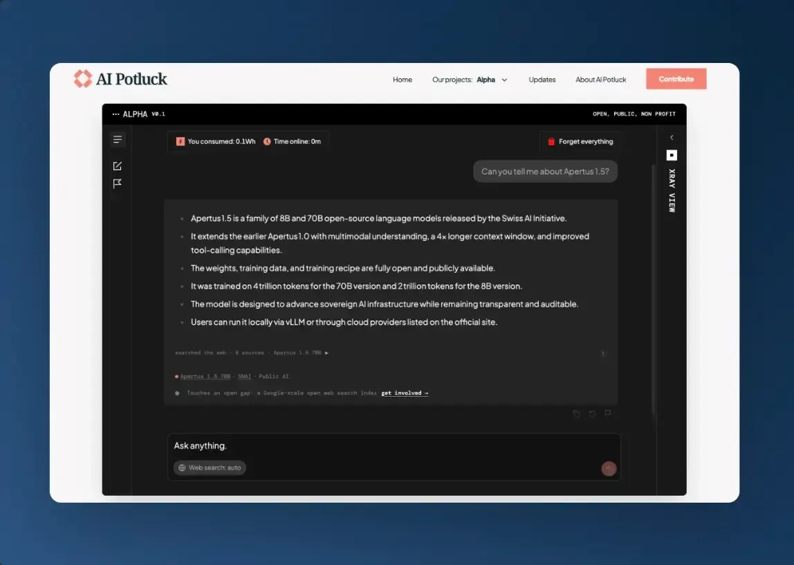 alpha now runs on apertus 1 5
